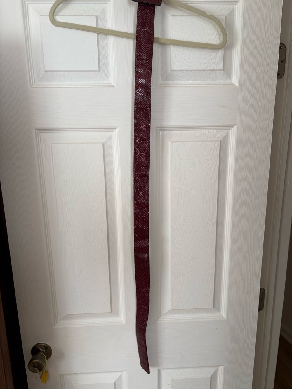 Women's Maroon Textured Leather Belt - Unbranded
